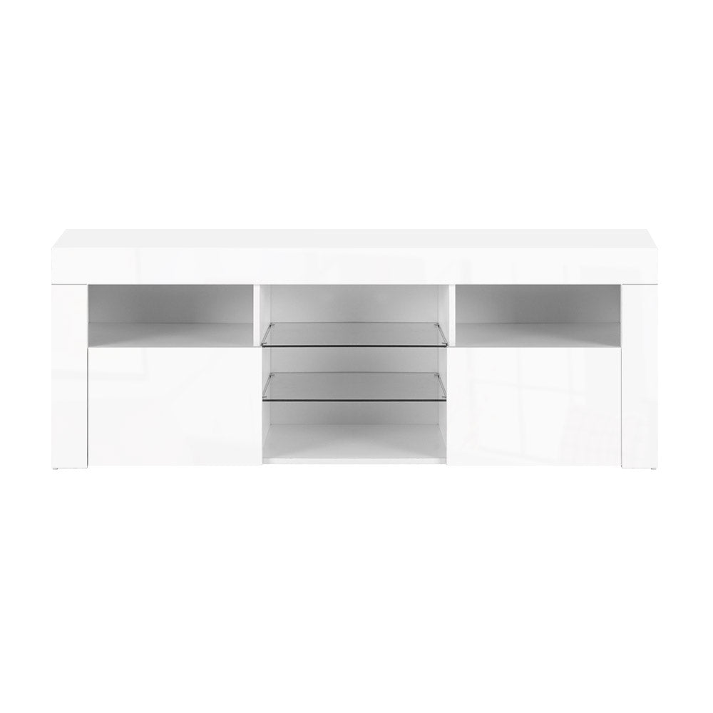 Artiss TV Cabinet Entertainment Unit Stand RGB LED Gloss Furniture 145cm White