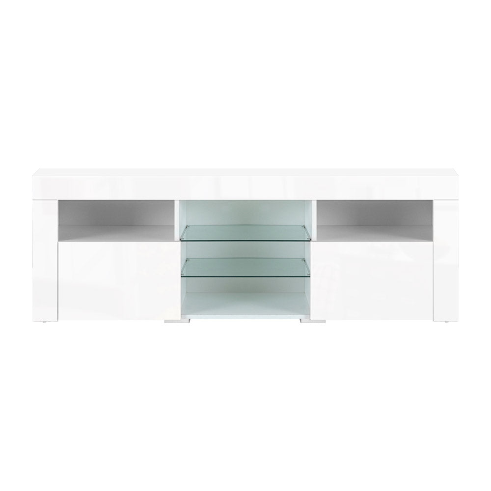 Artiss TV Cabinet Entertainment Unit Stand RGB LED Gloss Furniture 160cm White