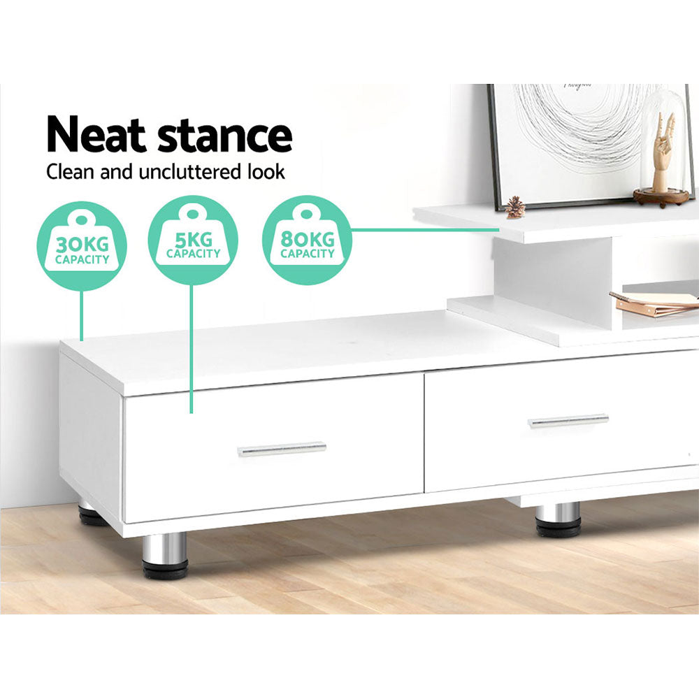 Artiss TV Cabinet Entertainment Unit Stand Wooden 160CM To 220CM Lowline Storage Drawers White