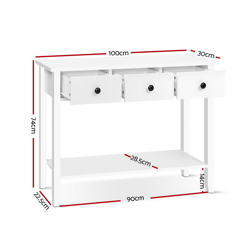 Hallway Console Table Hall Side Entry 3 Drawers Display White Desk Furniture