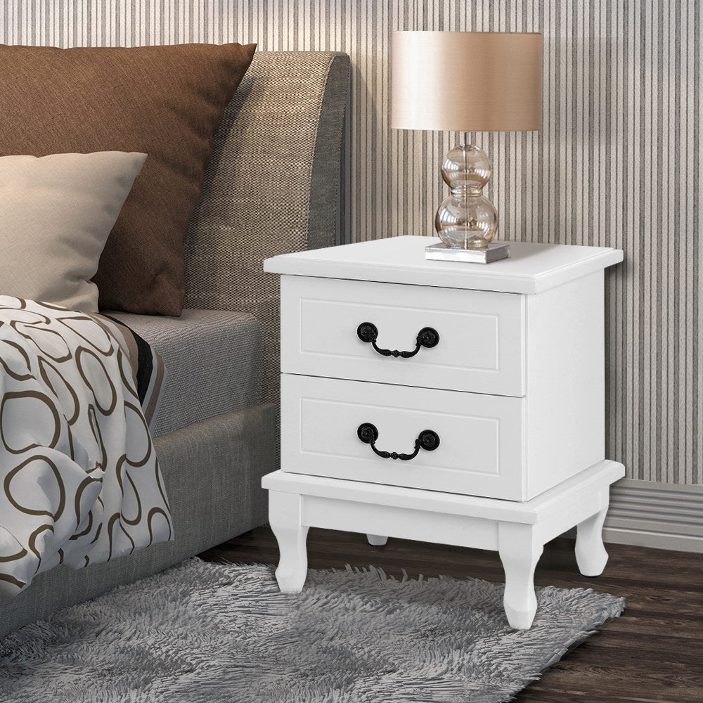 Artiss KUBI Bedside Tables 2 Drawers Side Table French Nightstand Storage Cabinet