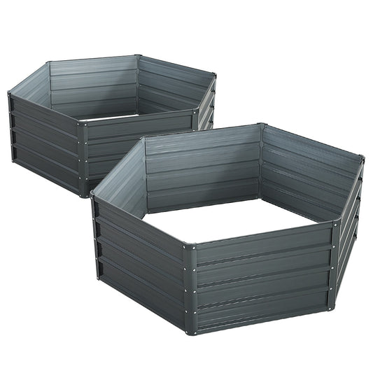 Greenfingers Garden Bed 2PCS 130X130X46CM Galvanised Steel Raised Planter