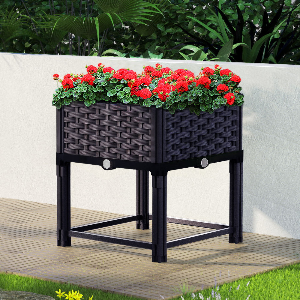 Greenfingers Garden Bed PP Raised Planter Flower Vegetable Outdoor 40x40x23cm