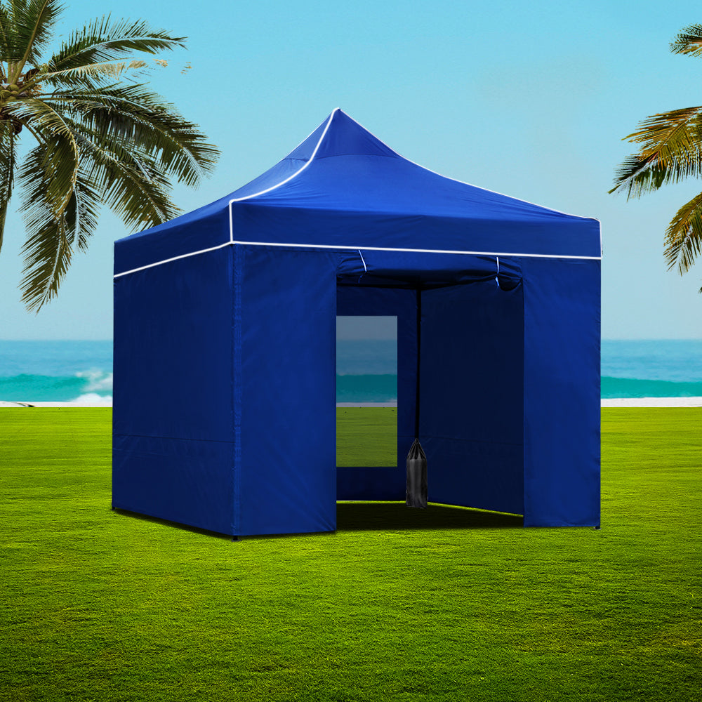 Instahut Gazebo Pop Up Marquee 3x3 Folding Wedding Tent Gazebos Shade Blue