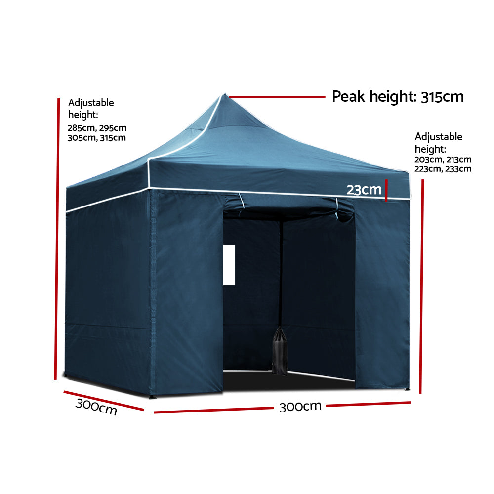 Instahut Gazebo Pop Up Marquee 3x3 Outdoor Camping Gazebos Tent Wedding Folding