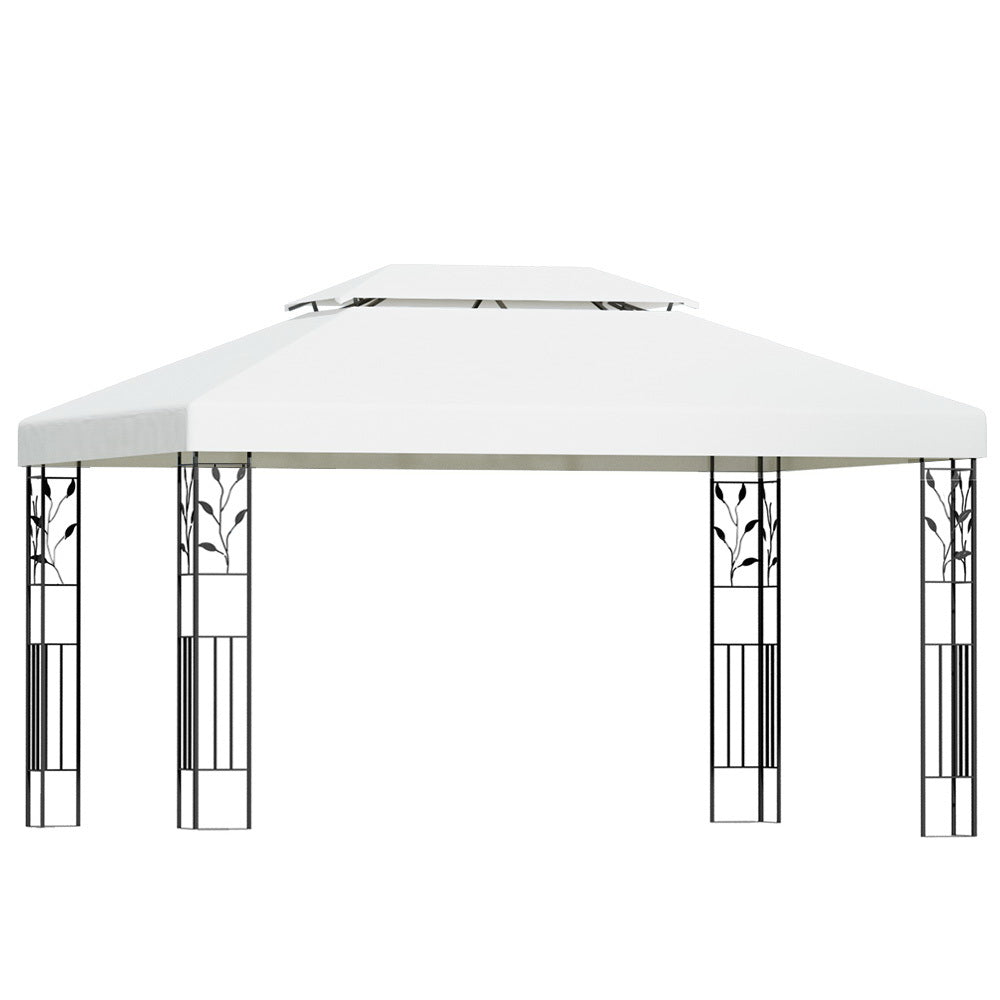 Instahut Gazebo 4x3m Party Marquee Outdoor Wedding Event Tent Iron Art White