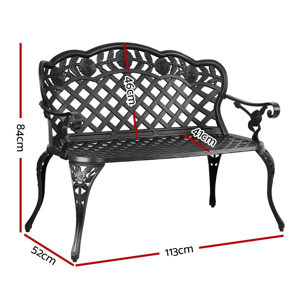 Gardeon Garden Bench Patio Porch Park Lounge Cast Aluminium Outdoor Furniture