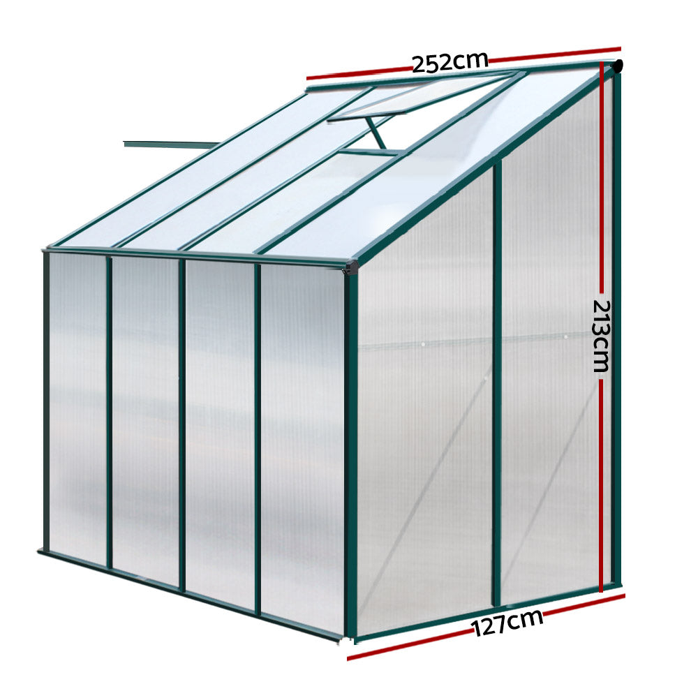 Greenfingers Greenhouse Aluminium Green House Garden Polycarbonate 2.52x1.27M