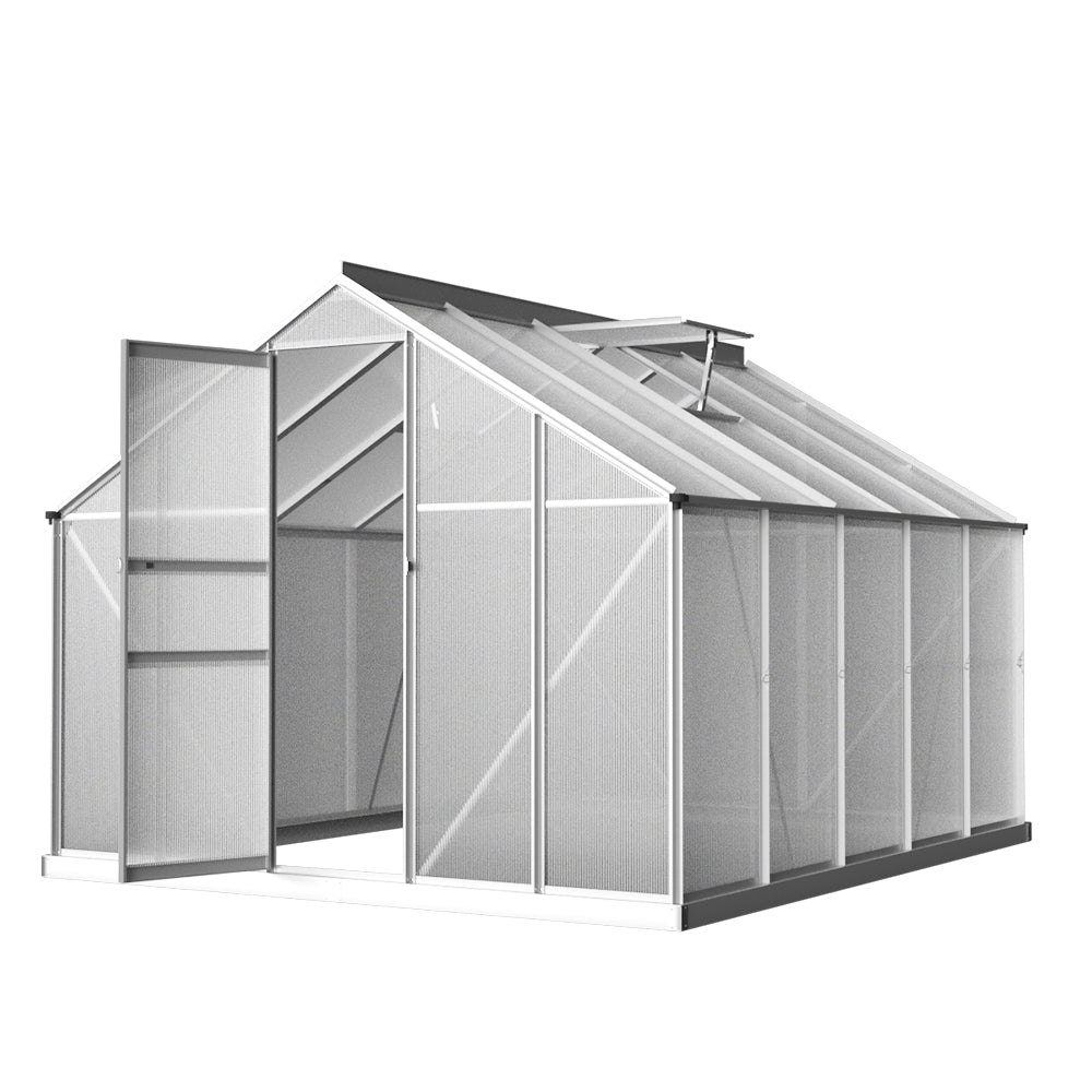 Greenfingers Greenhouse Aluminium Polycarbonate Green House Garden Shed 3x2.5M