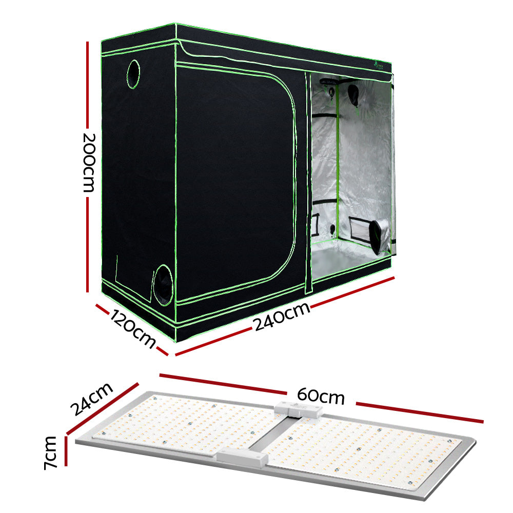 Greenfingers Grow Tent 2200W LED Grow Light Hydroponic Kit System 2.4x1.2x2M