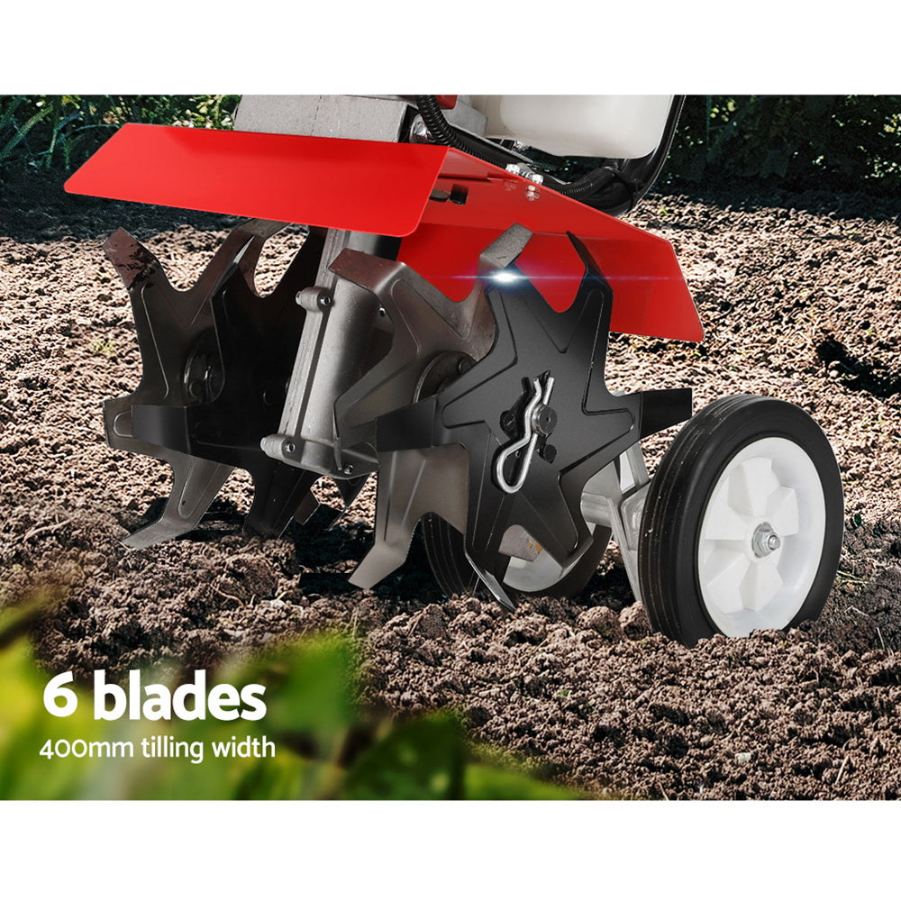 Giantz 88CC Tiller Rototiller Cultivator 6 Blades Garden Soil Power Rotary Hoe