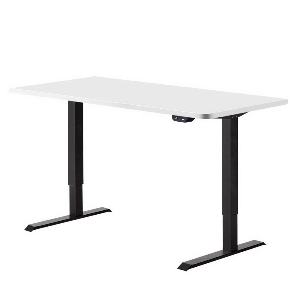 Artiss Standing Desk Adjustable Height Desk Electric Motorised Black Frame White Desk Top 140cm