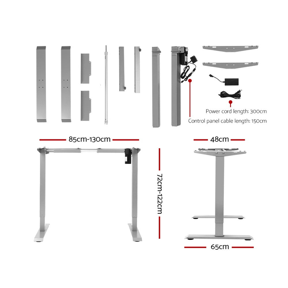 Artiss Standing Desk Sit Stand Riser Height Adjustable Motorised Frame Only Grey