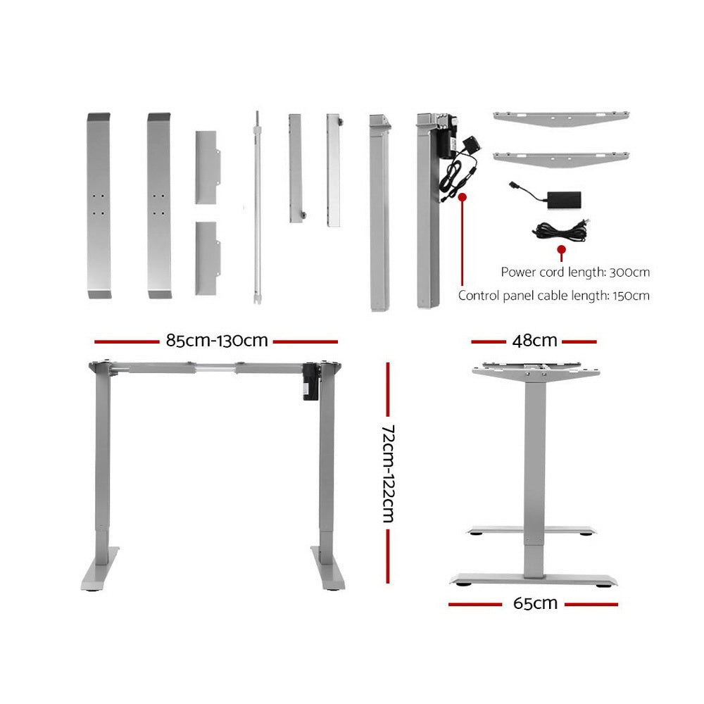 Artiss Standing Desk Adjustable Height Desk Electric Motorised Grey Frame Black Desk Top 120cm