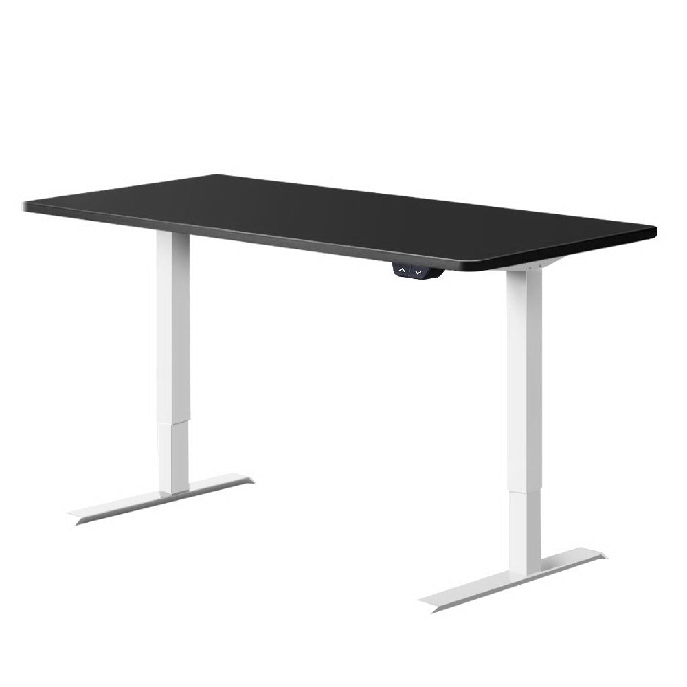 Artiss Standing Desk Adjustable Height Desk Electric Motorised White Frame Black Desk Top 120cm