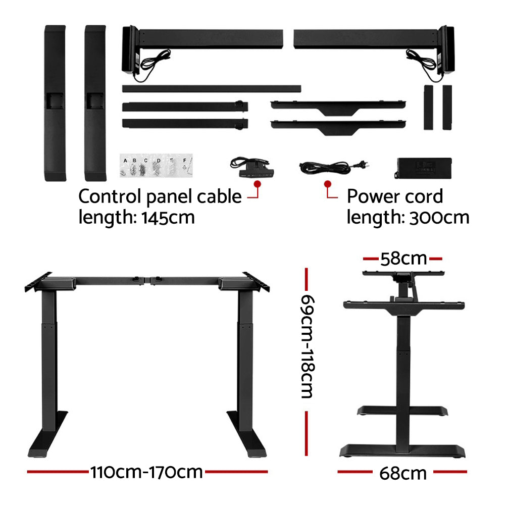 Artiss Motorised Standing Desk - Black