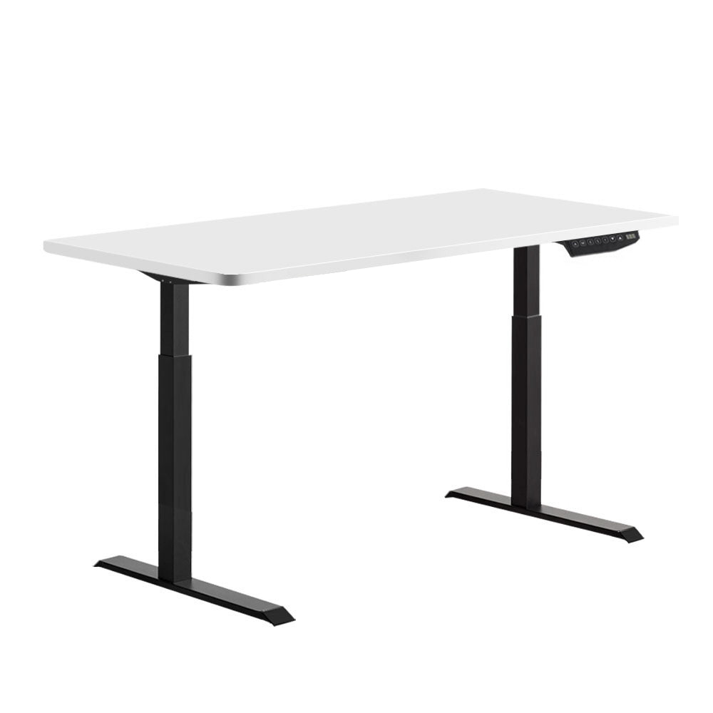 Artiss Standing Desk Adjustable Height Desk Dual Motor Electric Black Frame White Desk Top 120cm