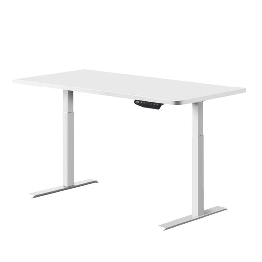 Artiss Standing Desk Adjustable Height Desk Dual Motor Electric White Frame Desk Top 140cm