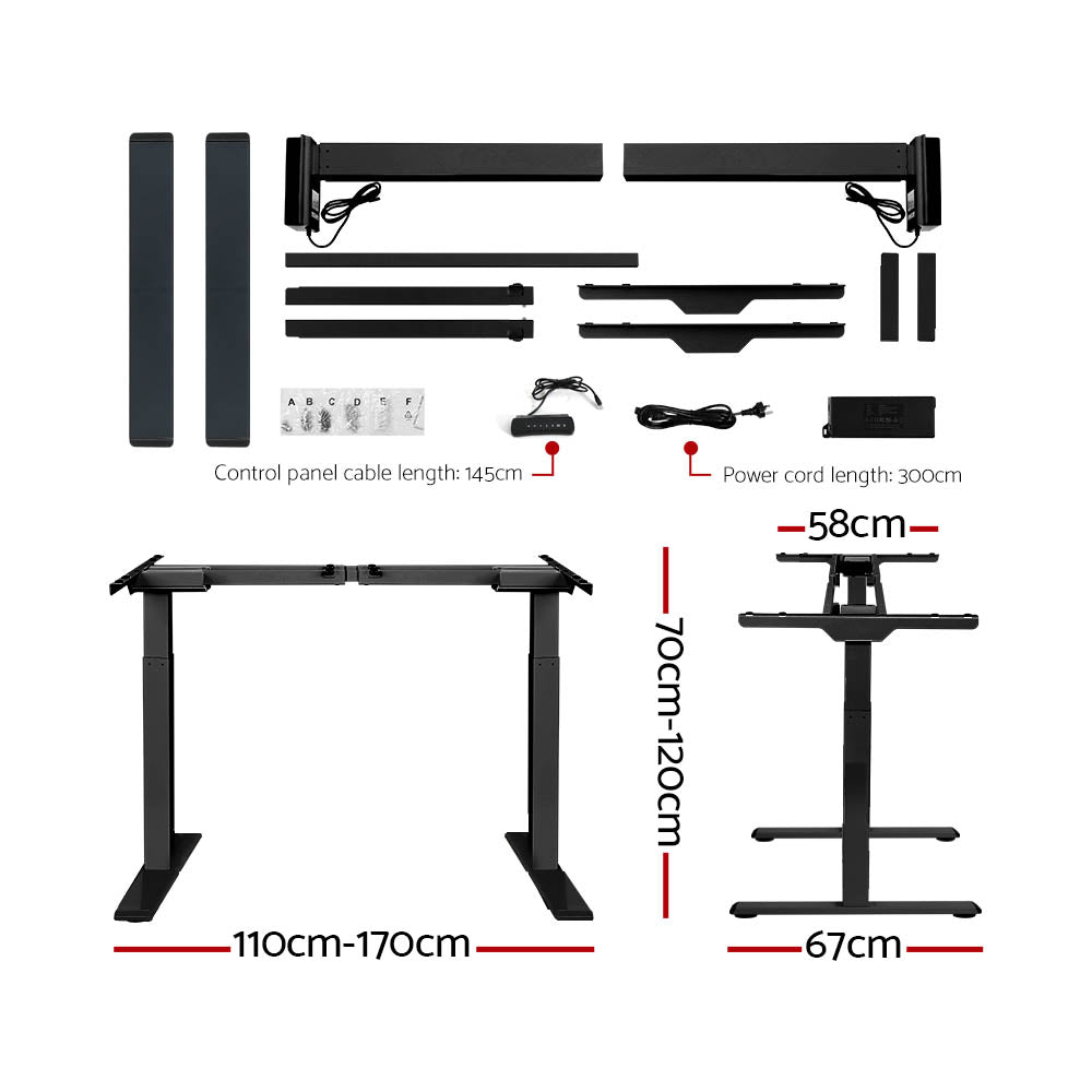 Artiss Standing Desk Electric Height Adjustable Sit Stand Desks Black Oak