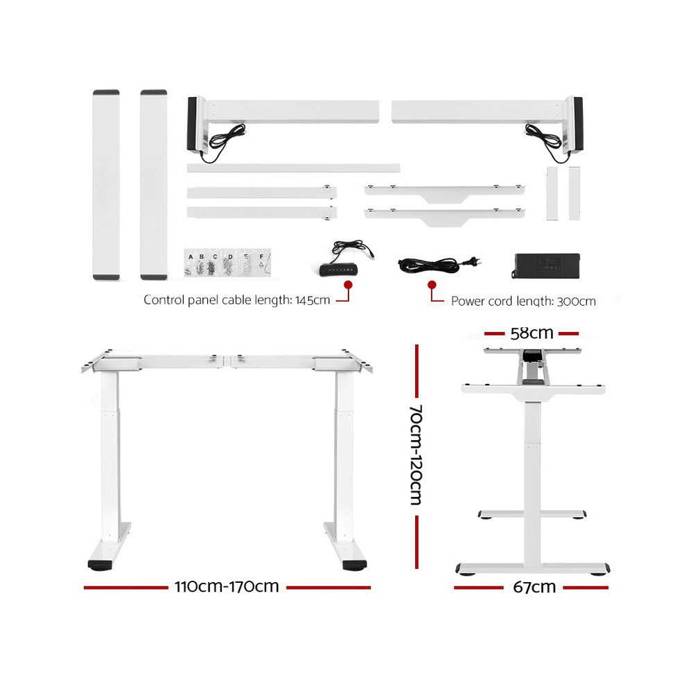 Artiss Standing Desk Sit Stand Motorised Adjustable Frame Only White Dual Motor