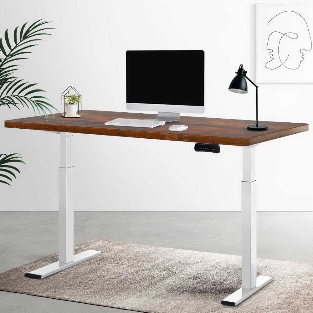 Artiss Standing Desk Electric Adjustable Sit Stand Desks White Brown 140cm