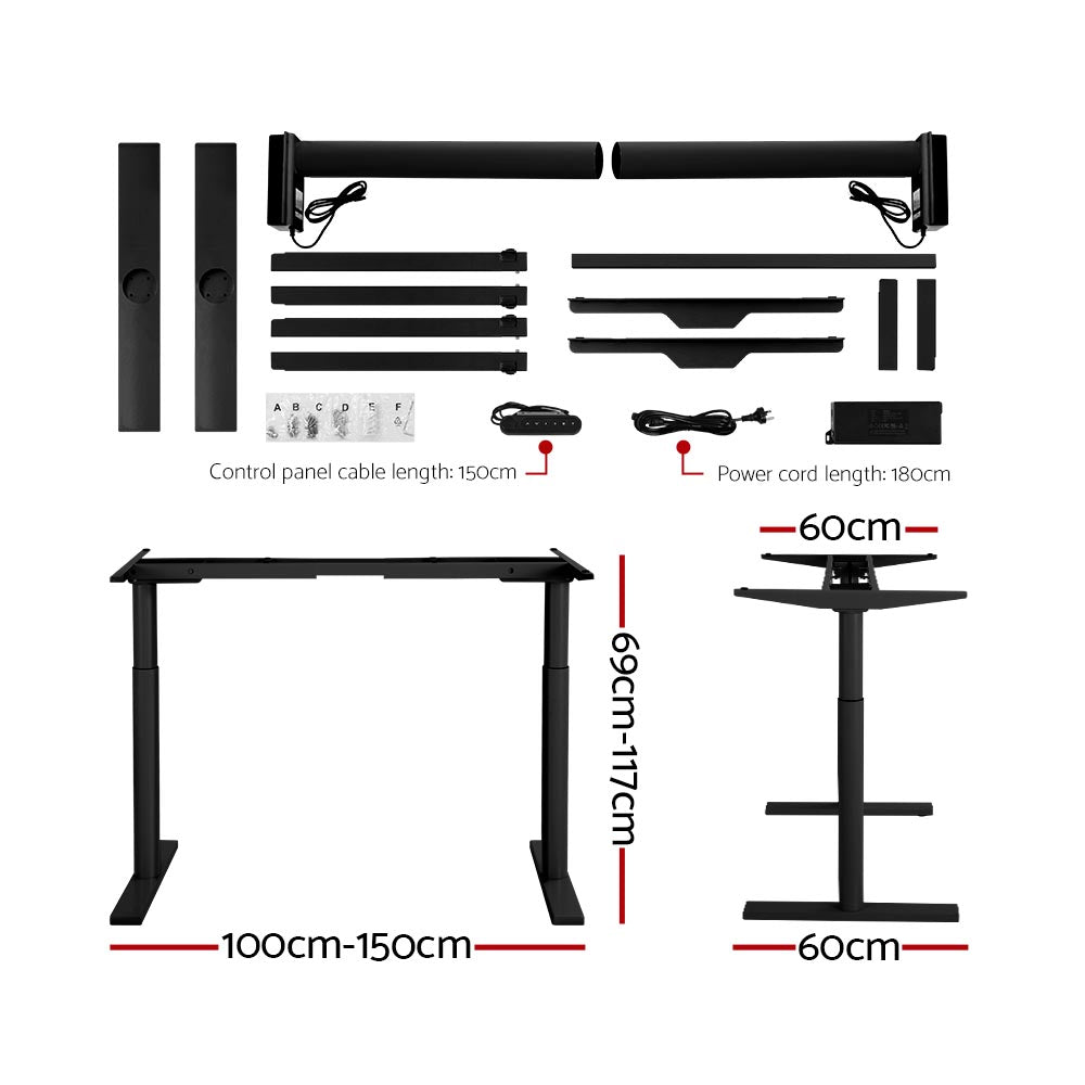 Artiss Electric Standing Desk Motorised Adjustable Sit Stand Desks Black Brown