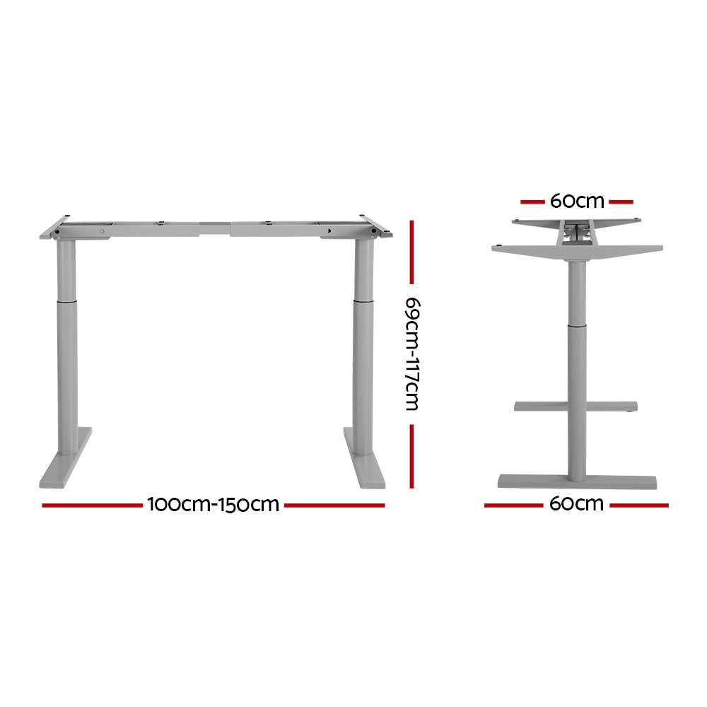 Artiss Standing Desk Sit Stand Motorised Adjustable Frame Only Dual Motor Grey