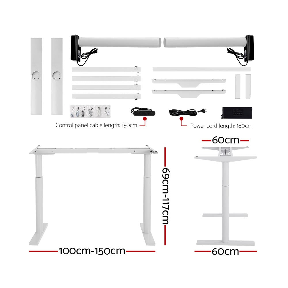 Artiss Electric Standing Desk Adjustable Sit Stand Desks White Black 140cm