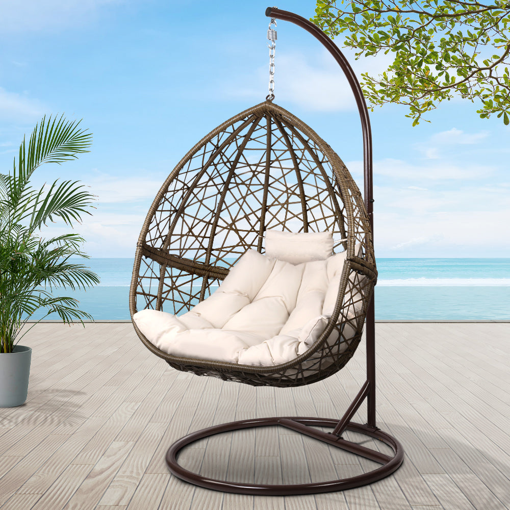 Gardeon Outdoor Hanging Swing Chair - Brown