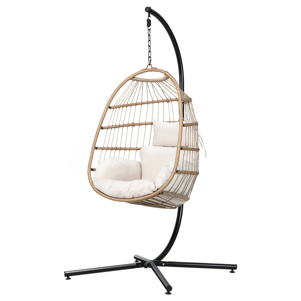 Gardeon Egg Swing Chair Hammock With Stand Outdoor Furniture Hanging Wicker Seat