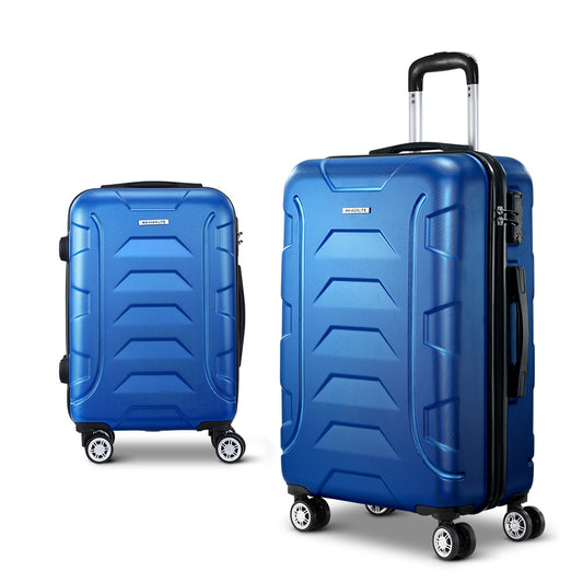 Wanderlite 2pc Luggage Travel Sets Suitcase Trolley TSA Lock Blue