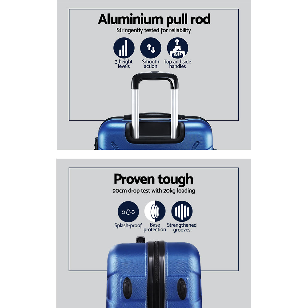 Wanderlite 2pc Luggage Travel Sets Suitcase Trolley TSA Lock Blue