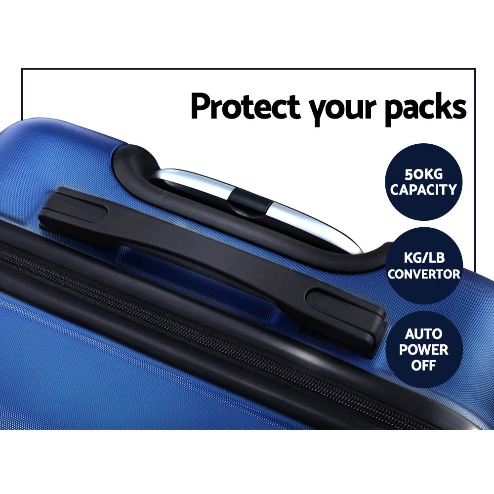 Wanderlite 2pc Luggage Travel Sets Suitcase Trolley TSA Lock Blue