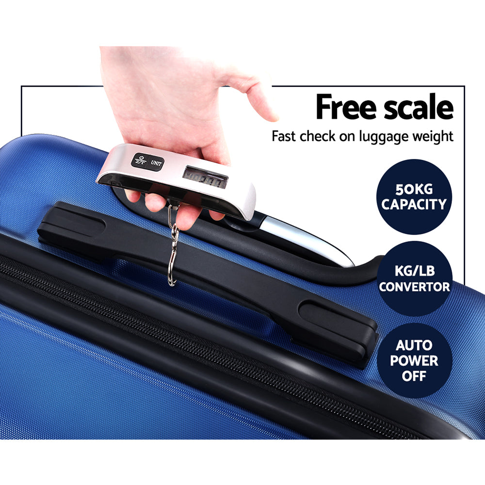 Wanderlite 2pc Luggage Travel Sets Suitcase Trolley TSA Lock Blue