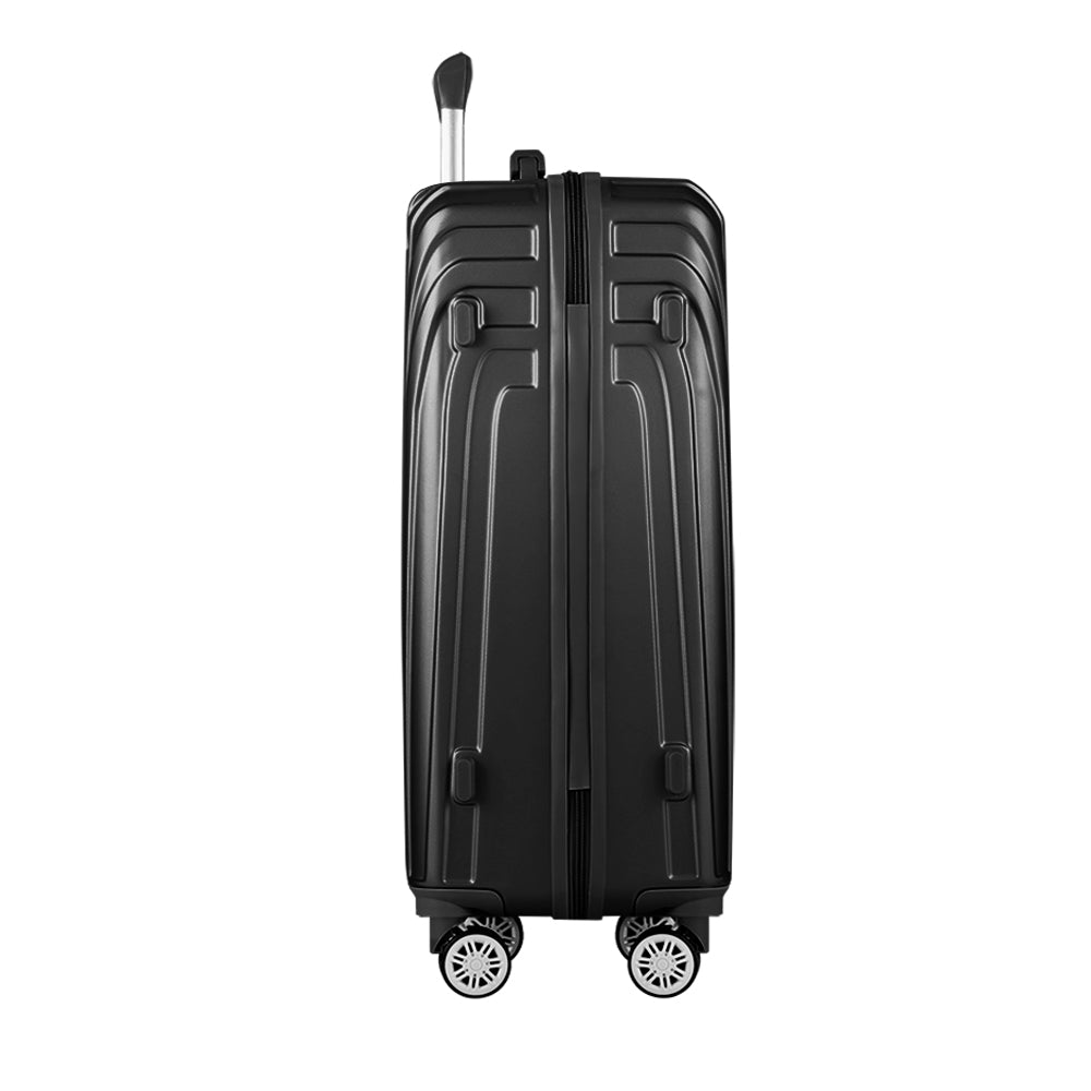 Wanderlite 3pc Luggage Trolley Suitcase Sets Travel TSA Hard Case Black