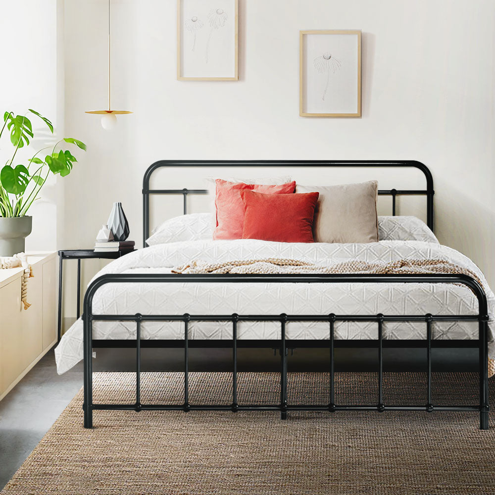 Artiss LEO Metal Bed Frame - Double (Black)