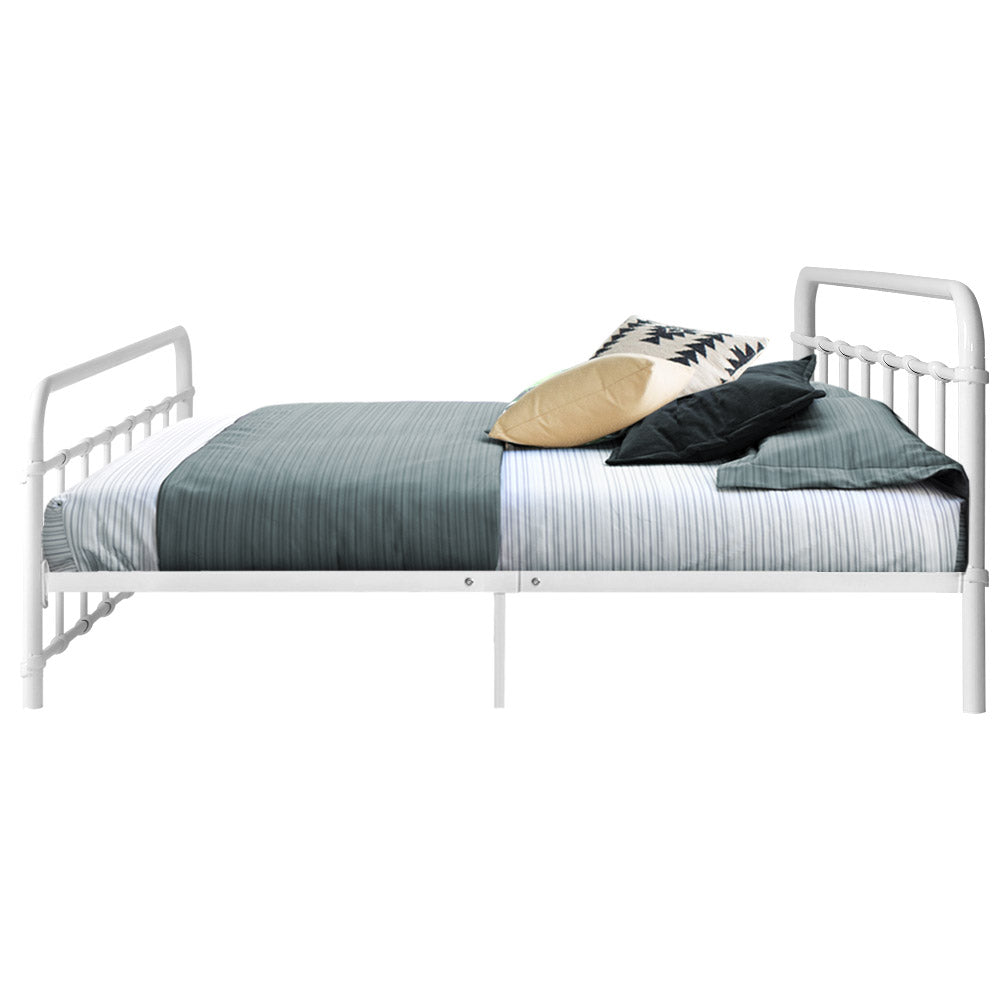 Artiss LEO Metal Bed Frame - Double (White)