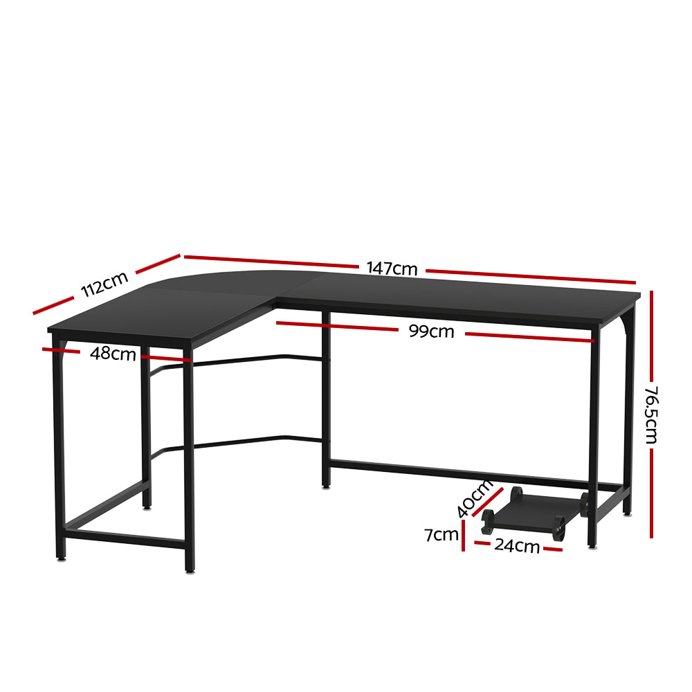 Artiss Corner Computer Desk L-Shaped Student Home Office Study Table Workstation