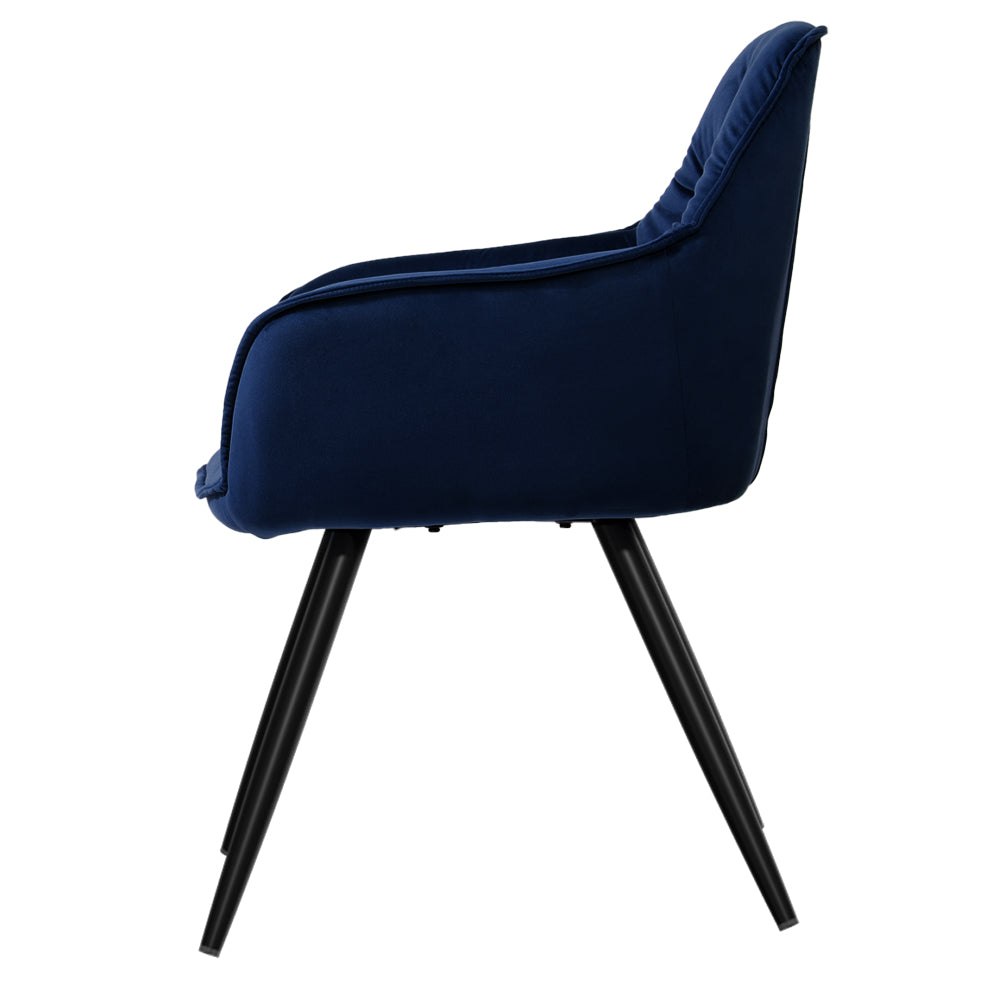 Artiss Set of 2 Calivia Dining Chairs Kitchen Chairs Upholstered Velvet Blue