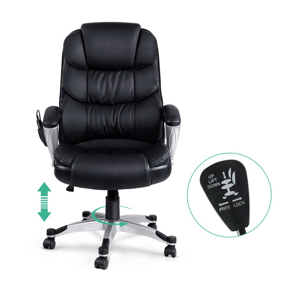 Artiss Massage Offcie Chair 8 Point PU Leather Black