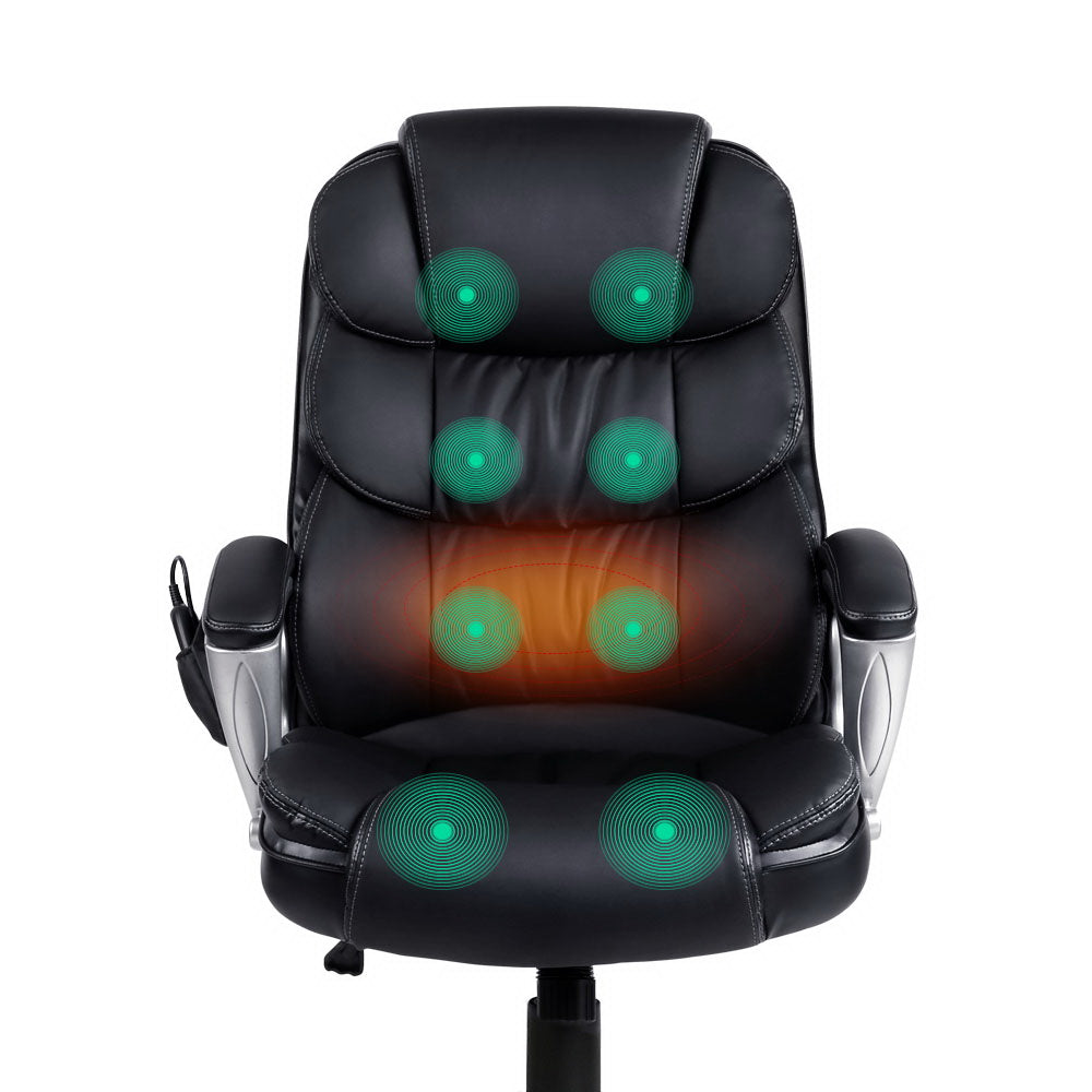 Artiss Massage Offcie Chair 8 Point PU Leather Black