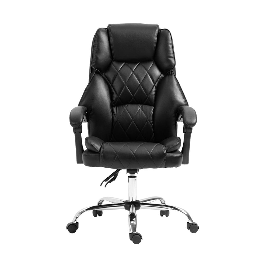 Artiss Executive Office Chair Leather Gaming Computer Desk Chairs Recliner Black