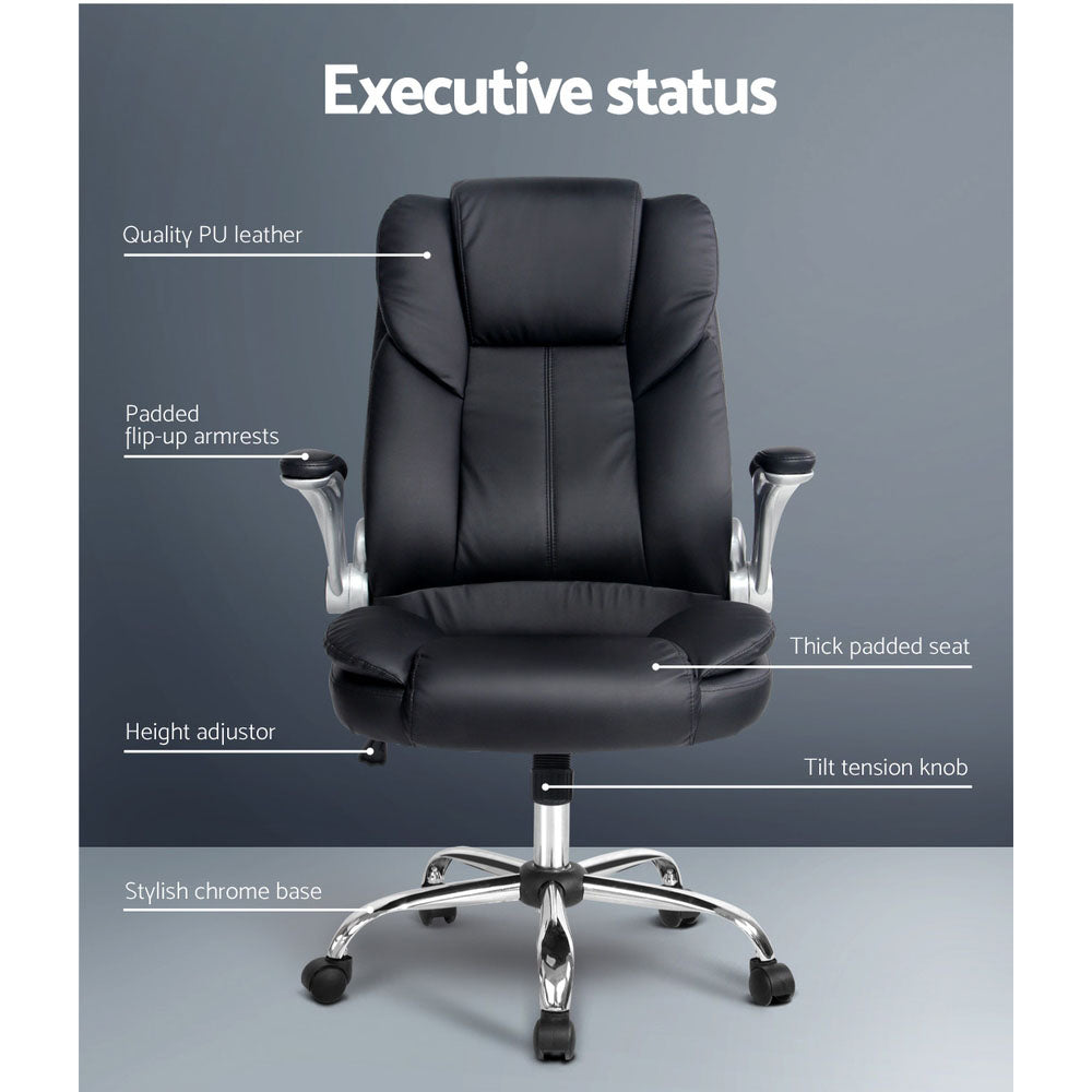 Artiss Kea Executive Office Chair Leather Black