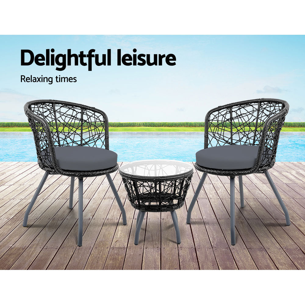 Gardeon Outdoor Patio Chair and Table - Black