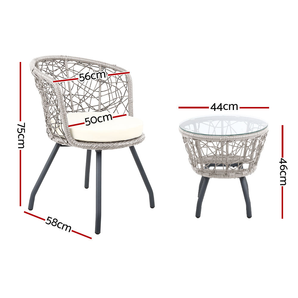 Gardeon Outdoor Patio Chair and Table - Grey