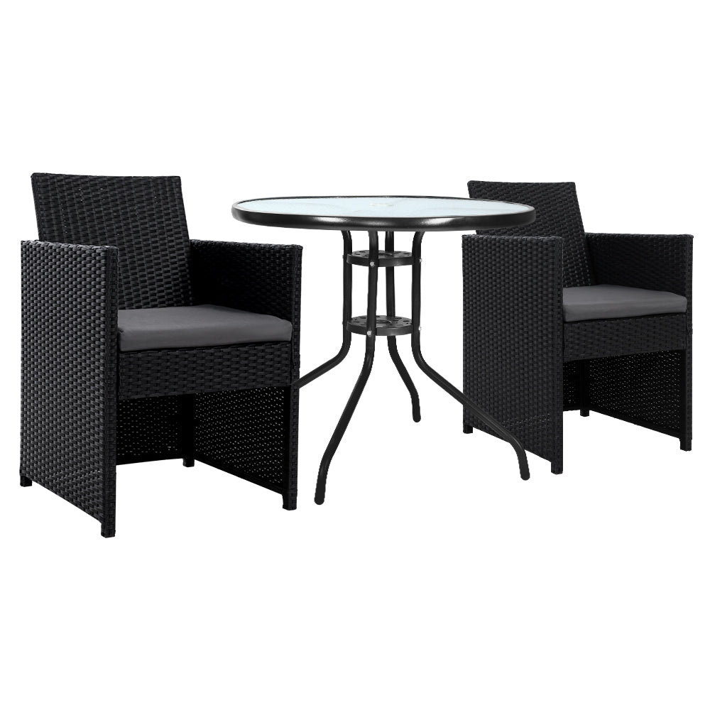 Gardeon Patio Furniture Dining Chairs Table Patio Setting Bistro Set Wicker Tea Coffee Cafe Bar Set