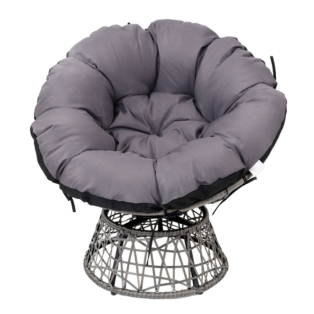 Gardeon Outdoor Papasan Chairs Lounge Setting Patio Furniture Wicker Grey