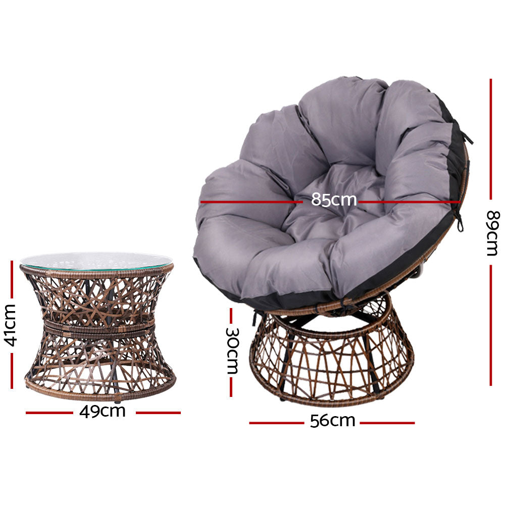 Gardeon Outdoor Lounge Setting Furniture Papasan Chair Table Wicker Patio Sofa