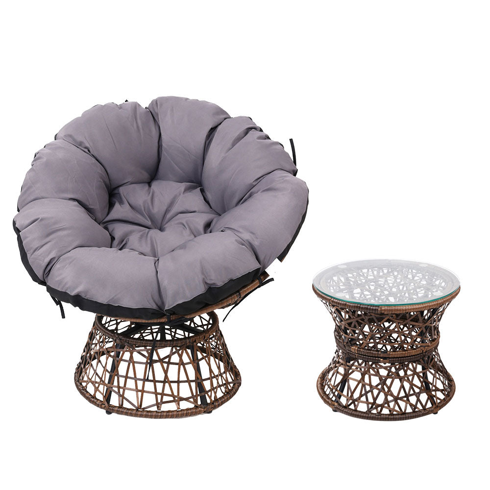 Gardeon Outdoor Lounge Setting Furniture Papasan Chair Table Wicker Patio Sofa