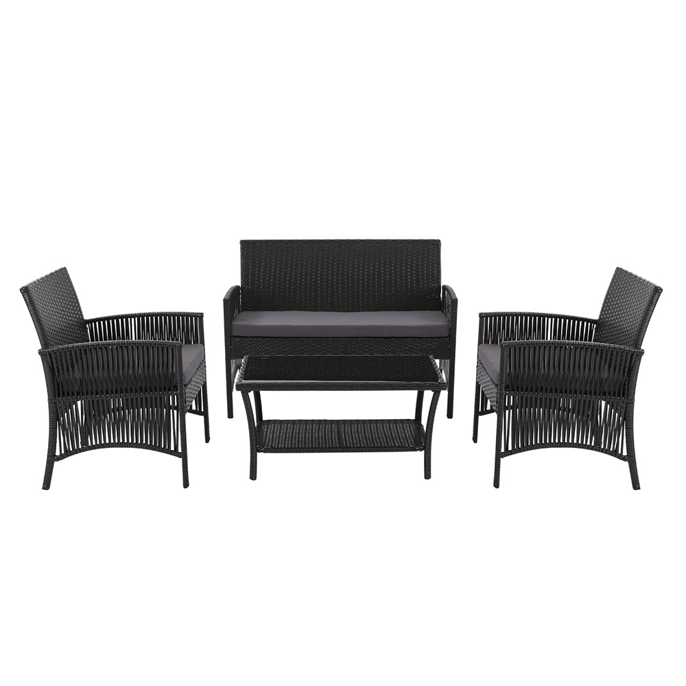 Gardeon 4 PCS Outdoor Furniture Outdoor Lounge Setting Rattan Patio Dining Set